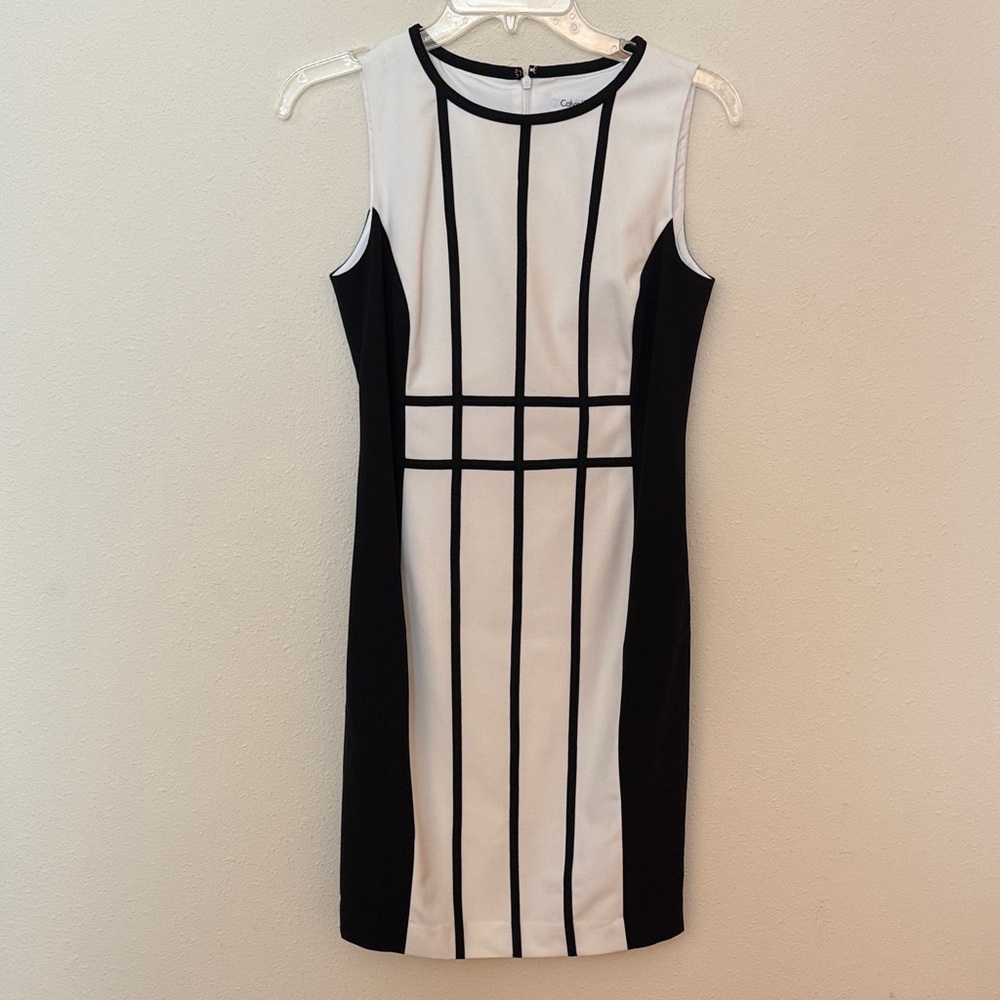 Calvin Klein Black and White Women Sheath Dress Size4P